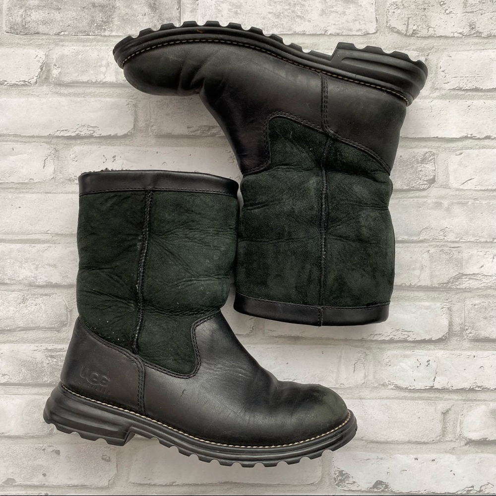 Ugg Boots - waterproof lower, rubber soles - Black Size 7